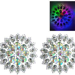 Led Light Up Pasties Round, Nipple Covers, EDC Outfit, REUSABLE RHINESTONE PASTY